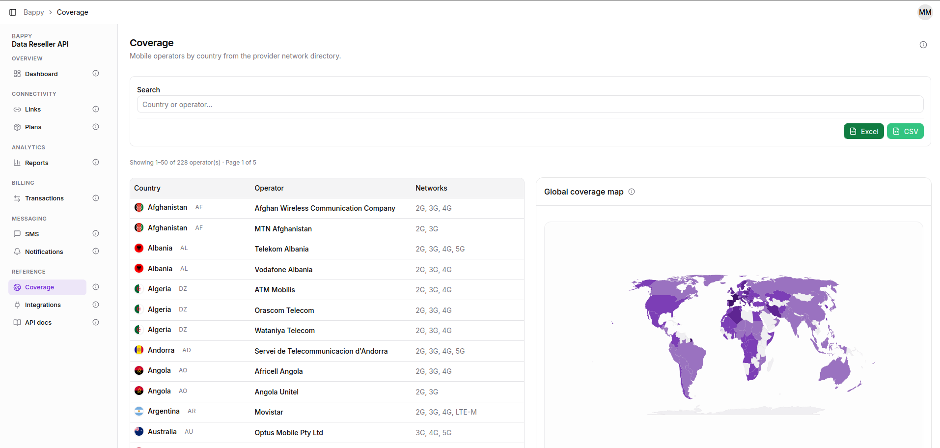 Bappy coverage map and operator network directory